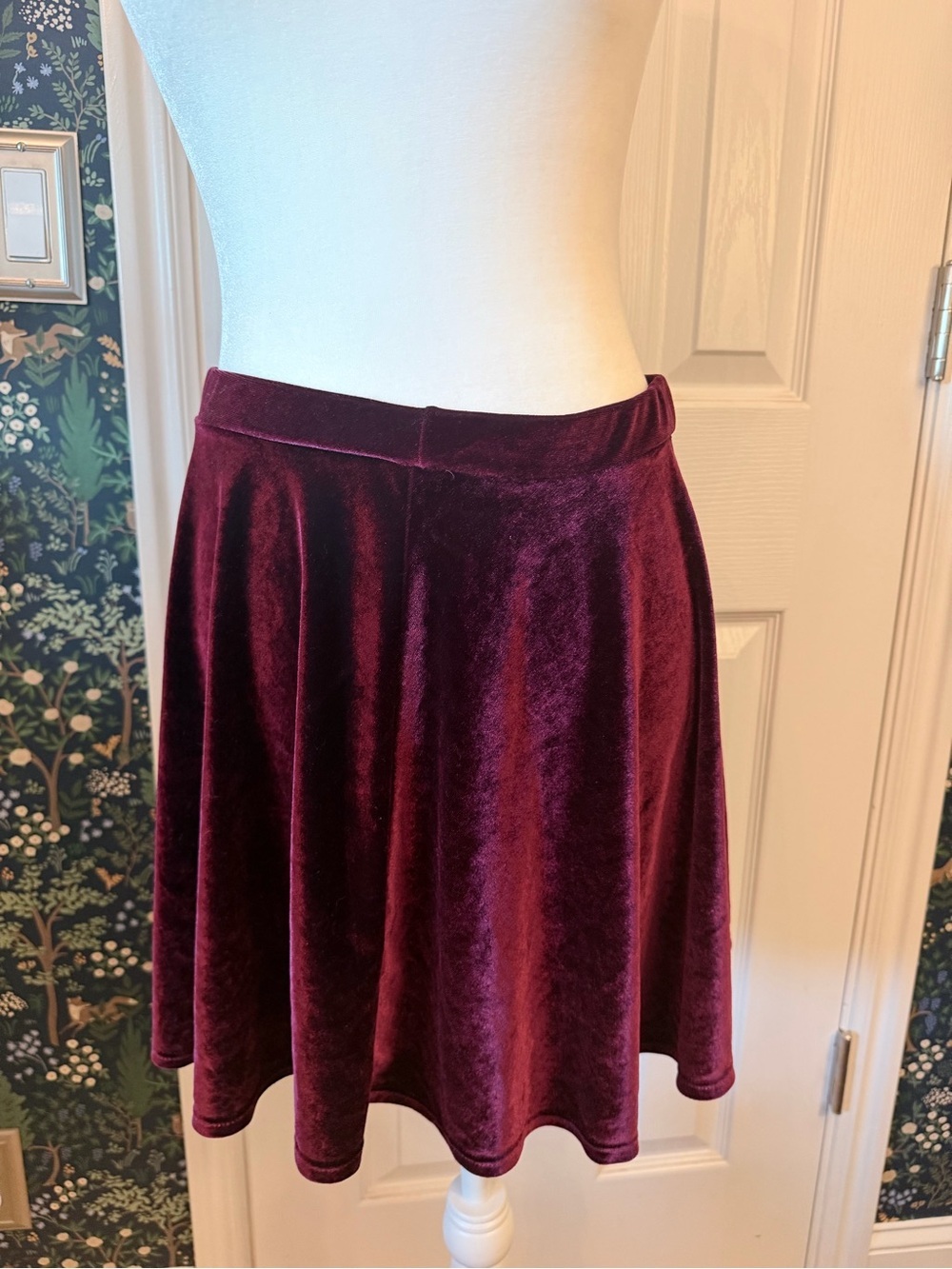 Rolla Coster Velvet Skater Skirt in Deep Burgundy